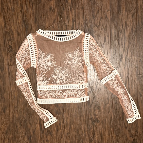 For Love And Lemons Desert Nights Crop Top Size S White and Nude Lace - Picture 5 of 8